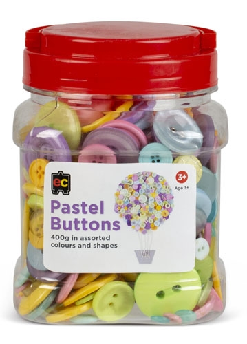 Buttons Pastel Asst Cols & Sizes 400gm Jar